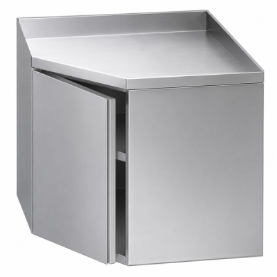 Custom-Fabricated Stainless Steel Corner Wall Cabinet