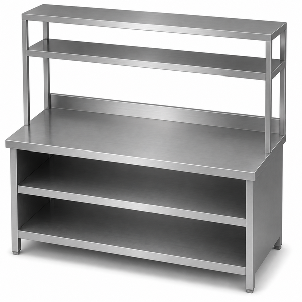 Open Base Cabinet with Sound-Deadened Worktop and Double Over Shelves
