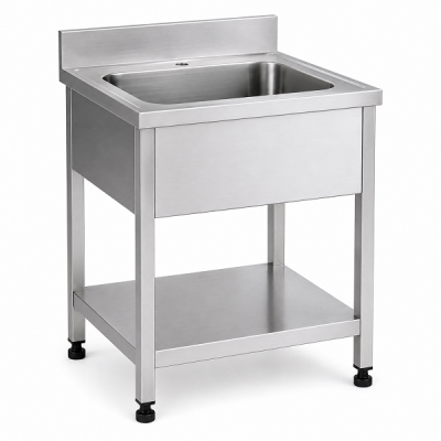 Custom-Fabricated Stainless Steel Single-Bowl Sink Unit AISI 201