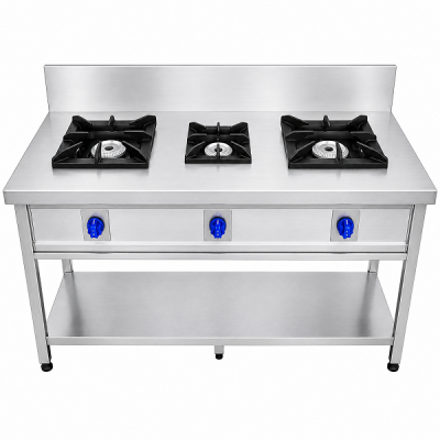 hree-Burner Gas Cooker with Mixed Burner Sizes