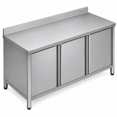 Base Cabinet with Sound-Deadened Worktop, Backsplash, and Three Hinged Doors